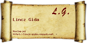 Lincz Gida névjegykártya
